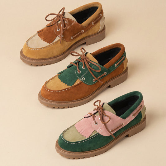 DYZZYMOTIF SUEDE LEATHER BOAT LOAFER HARBOR TASSEL