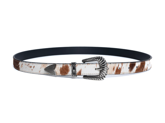 DYZZYMOTIF LEOPARD HORSEHAIR LEATHER BELT