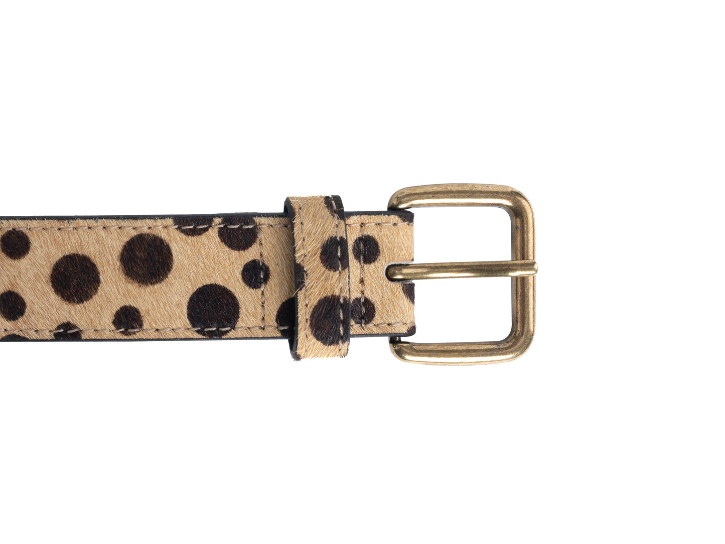 DYZZYMOTIF KHAKI POLKA DOT HORSEHAIR LEATHER BELT