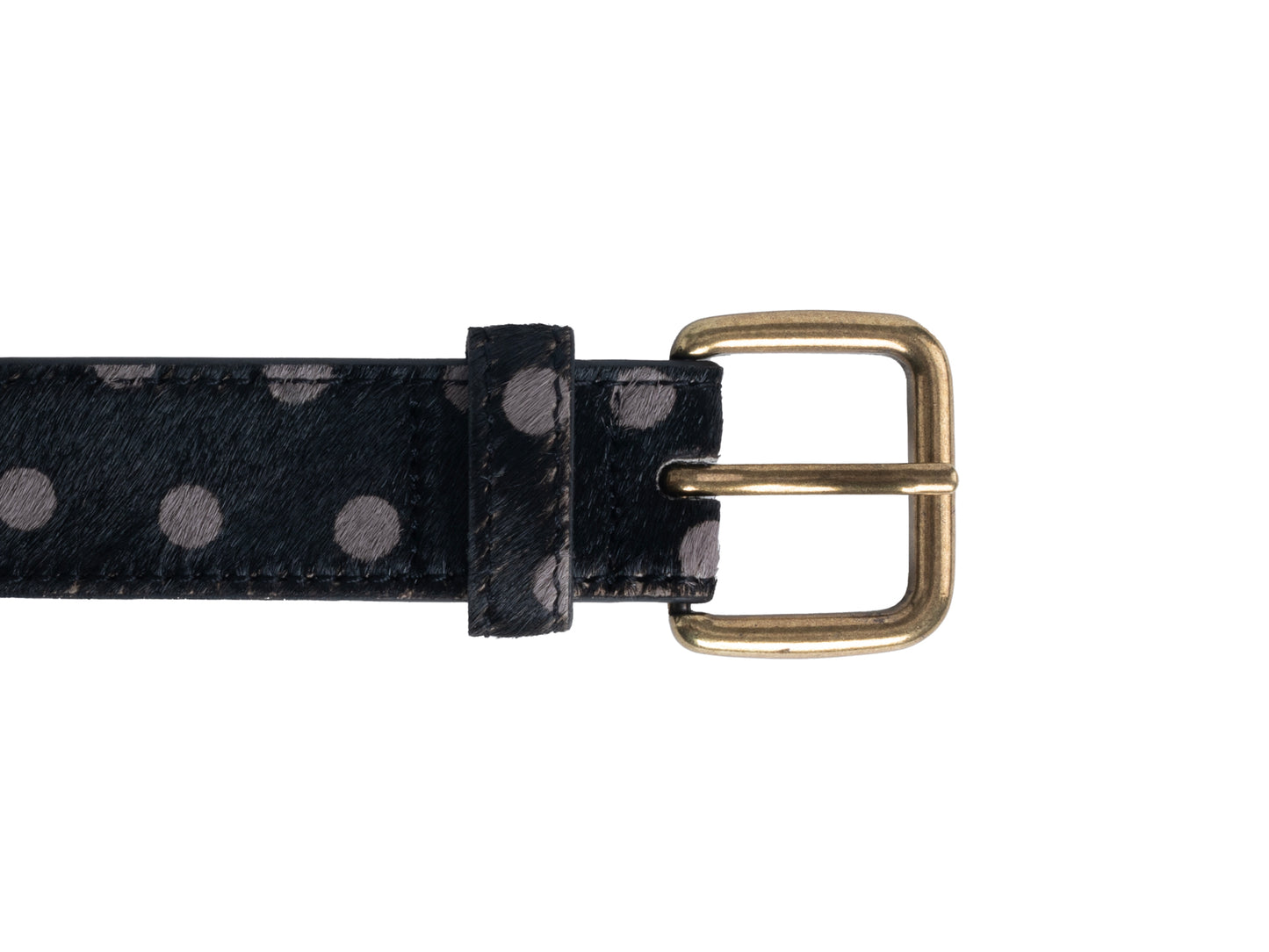 DYZZYMOTIF BLACK POLKA DOT HORSEHAIR LEATHER BELT