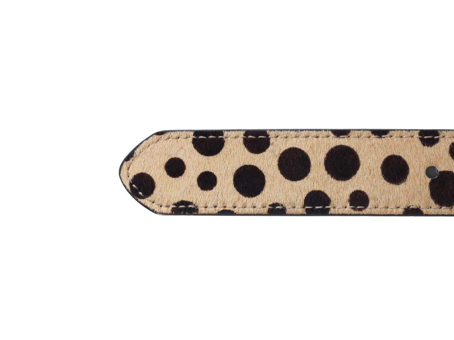 DYZZYMOTIF KHAKI POLKA DOT HORSEHAIR LEATHER BELT