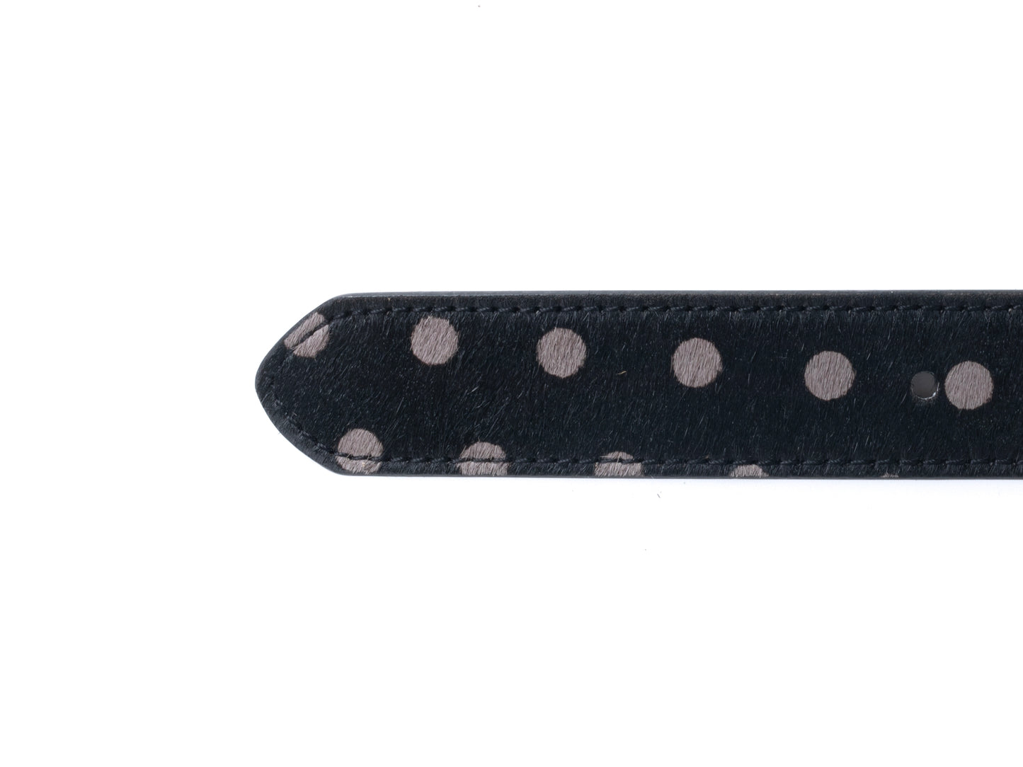 DYZZYMOTIF BLACK POLKA DOT HORSEHAIR LEATHER BELT