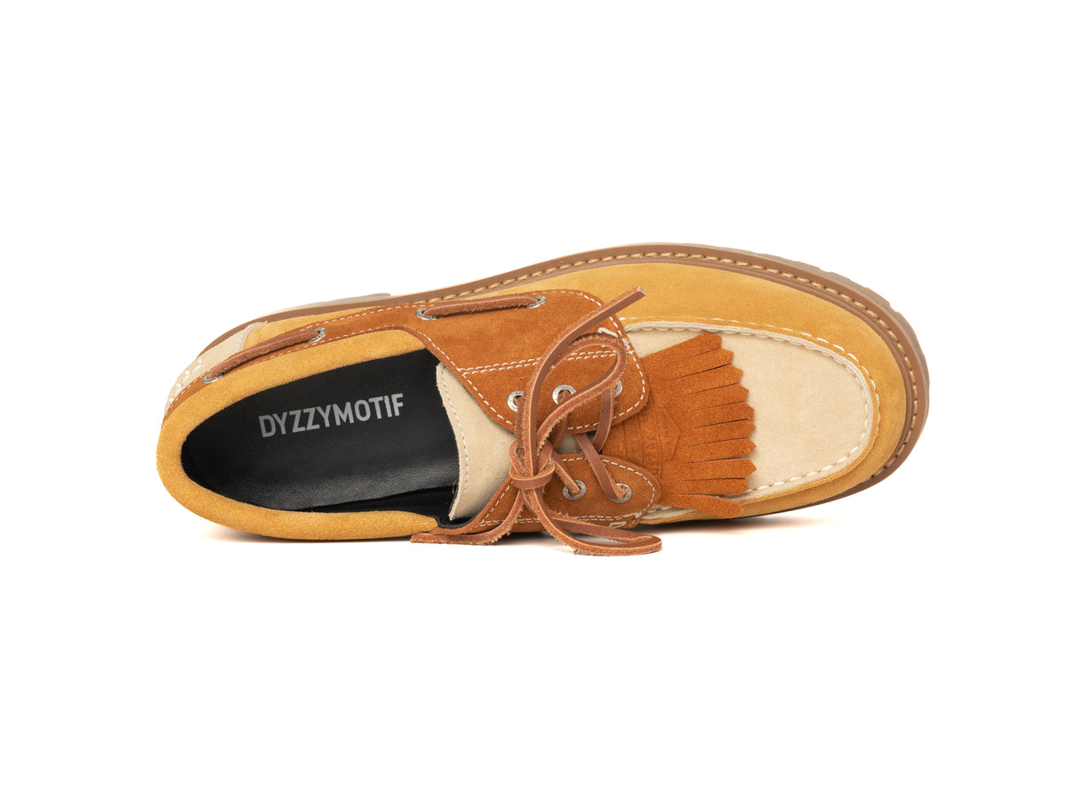 DYZZYMOTIF SUEDE LEATHER BOAT LOAFER HARBOR TASSEL