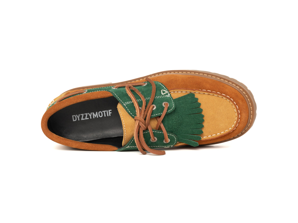 DYZZYMOTIF SUEDE LEATHER BOAT LOAFER HARBOR TASSEL