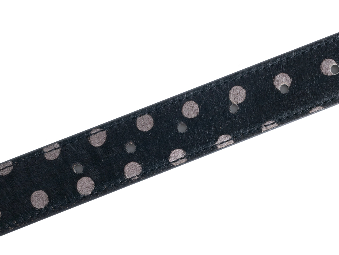 DYZZYMOTIF BLACK POLKA DOT HORSEHAIR LEATHER BELT
