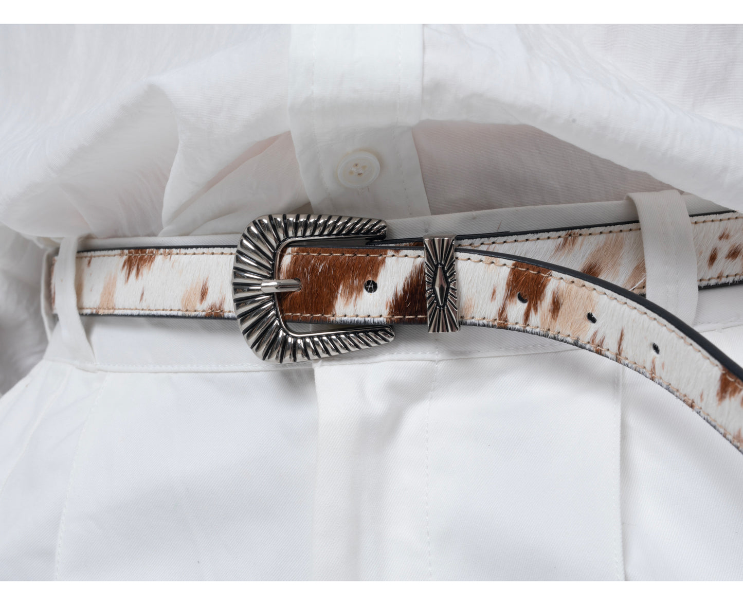 DYZZYMOTIF LEOPARD HORSEHAIR LEATHER BELT