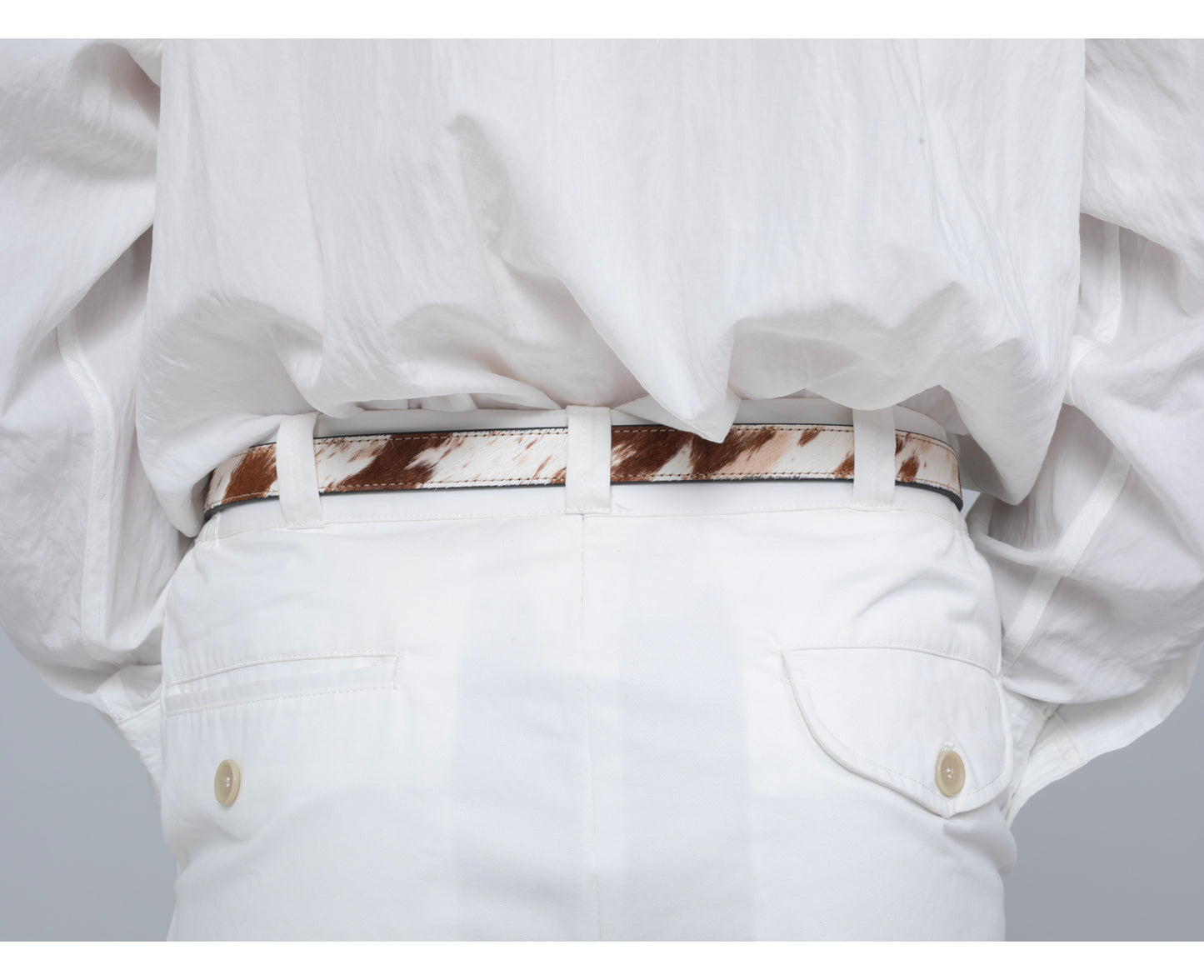 DYZZYMOTIF LEOPARD HORSEHAIR LEATHER BELT