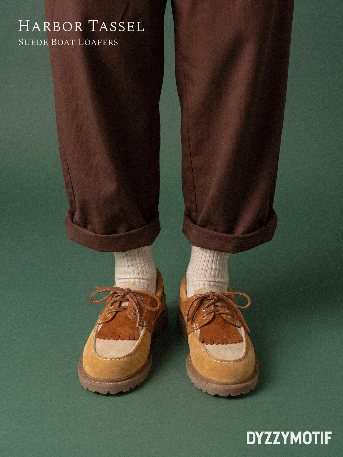 DYZZYMOTIF SUEDE LEATHER BOAT LOAFER HARBOR TASSEL